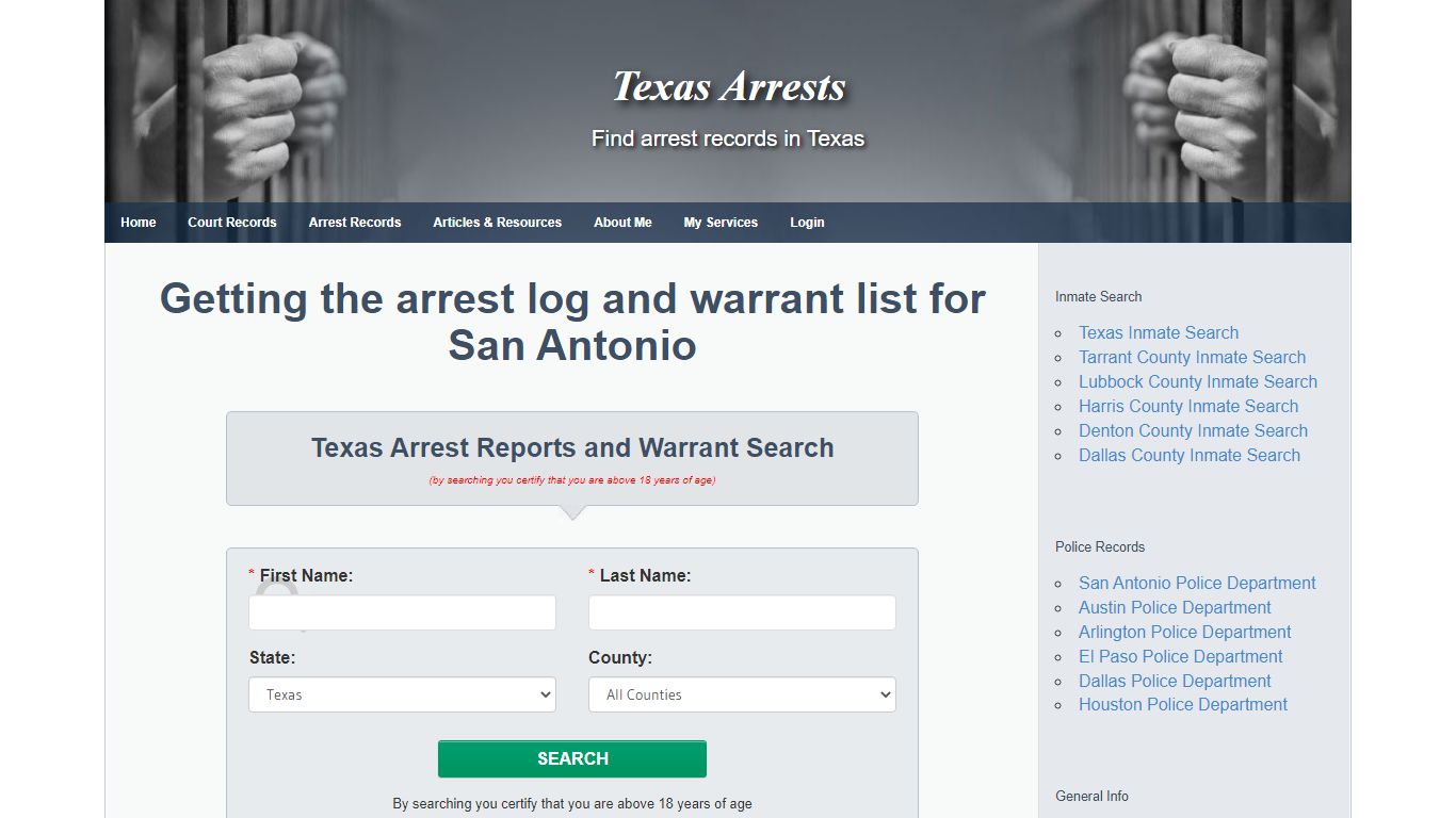 San Antonio TX Warrant Search and Arrest Records
